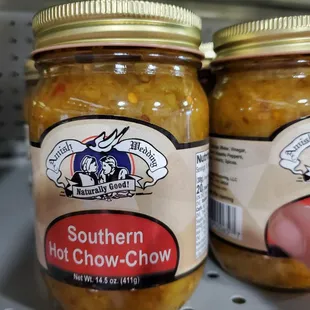 two jars of southern hot chow chow
