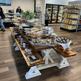 a table full of fresh baked goods