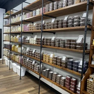 shelves of goods in a store