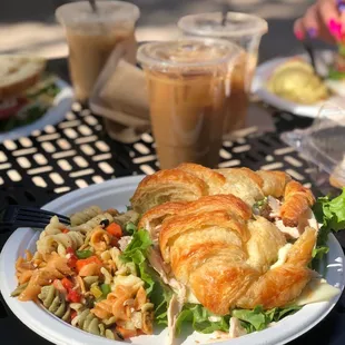 Turkey Croissant with pasta salad