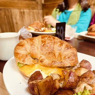 Breakfast croissant sandwich