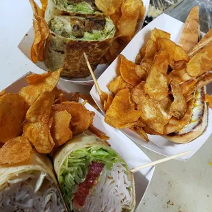 Turkey Avocado Club Wrap, Avocado Veggie Wrap, and Grilled Cheese!