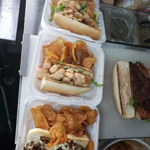 Shrimp Po'Boy and a Baco Steako
