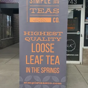 signage for loose leaf tea in the springs