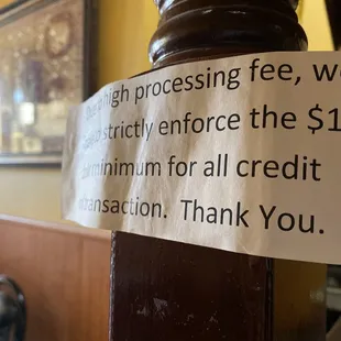 $10.00 minimum for credit cards