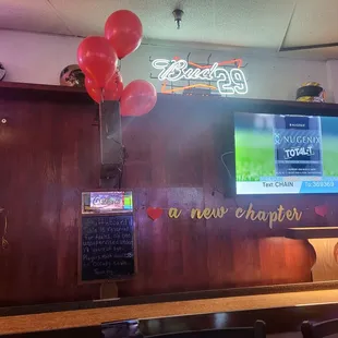 Shuffleboard and big screen tvs for sports