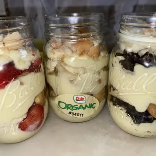 three jars of food