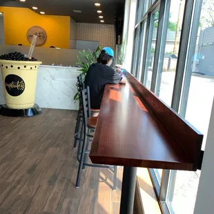 Inside, stool seating