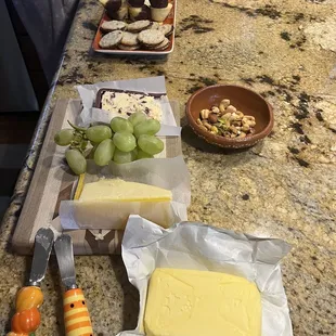 Made our own party with cheeses from store.