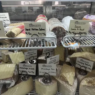 Large cheese and meat selection