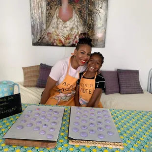 Mommy &amp; Daughter baking Macaroons in Paris, France