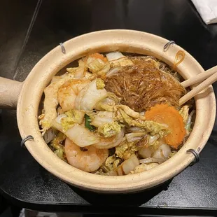 Crystal Noodles with Chicken and Shrimp. Another amazing and Flavorful dish this night. Came with steamed rice.