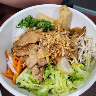 Grilled Pork Vermicelli Bowl - 10/10. Love everything on here! Pickle carrots &amp; daikon are bomb!
