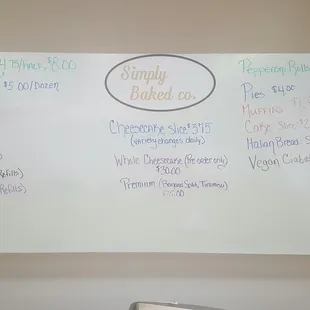 a whiteboard with a list of items on it