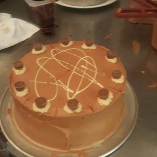 white cake with milk chocolate buttercream icing