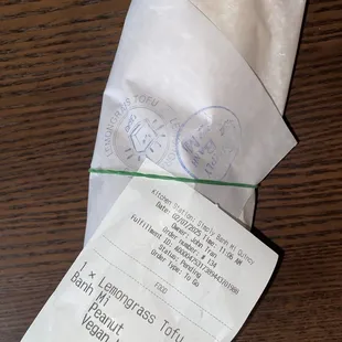 Wrapped bahn mi to-go