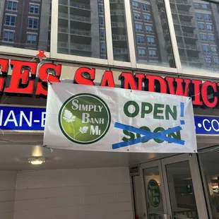 Soft opening signage (open!)