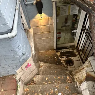 a view from above of a stairwell