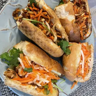 Garlic shrimp and bbq pork banh mi