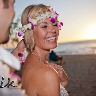 Happy, relaxed bride