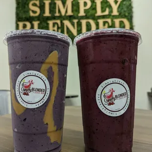 the peanut butter berry bowl as a smoothie!! &amp; the ever-delicious super acai super smoothie