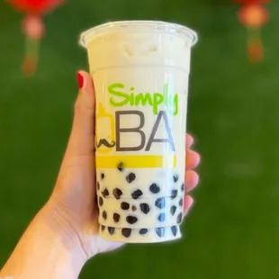 Green Milk Tea with boba