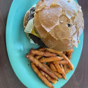 Jalapeño Burger with Sweet Potato Fries