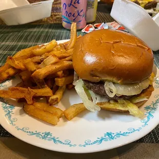 Cheeseburger and fries