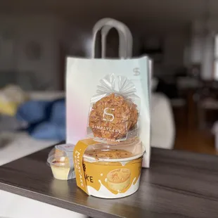 Creme Brulee, milk cake, almond cookies