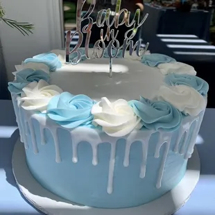 Baby Shower Cake. Raspberry swirl cake with lemon custard filling.