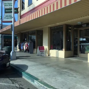 Exterior rack in front of the store.