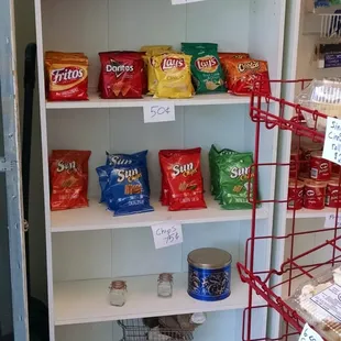 shelves of snacks and snacks