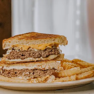 Patty melt with fries