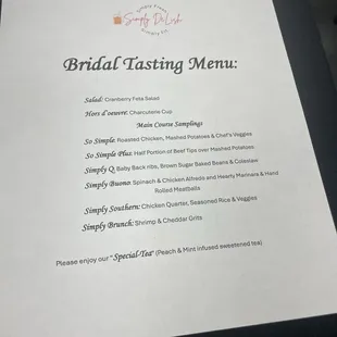 Bridal tasting menu