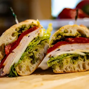 Turkey and Provolone w/roasted peppers and pesto
