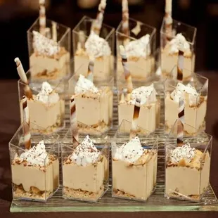 Mini banana puddings with chocolate straws