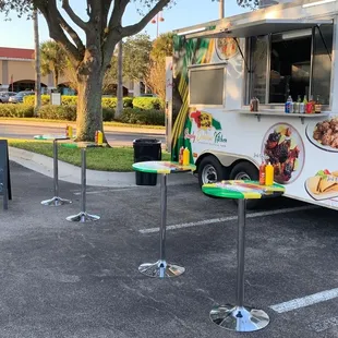 a food truck parked in a parking lot