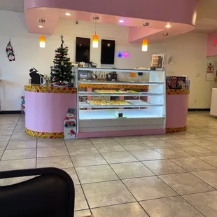 the interior of a bakery