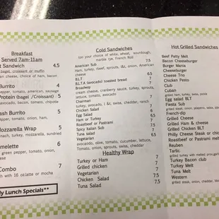 the menu