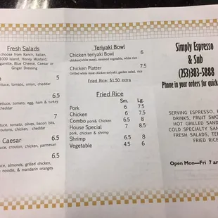 menu