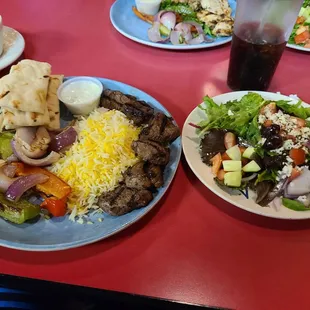 Beef Kabob with Greek Salad