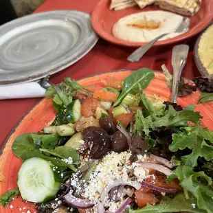 Two salads kinds of salad.