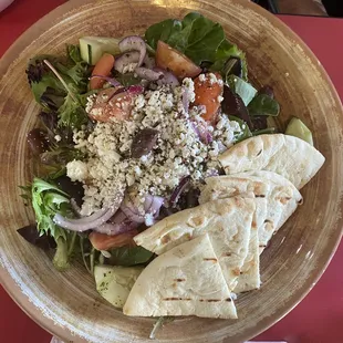 Greek salad, it is HUGE!!