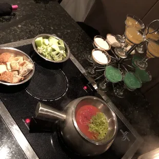 Cheese prep and martini flight