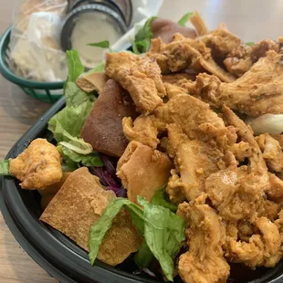 Fatoush salad with chicken shwarma &amp; pita