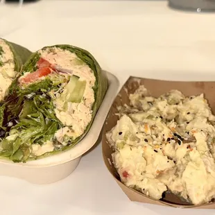 a salad and a salad in a container