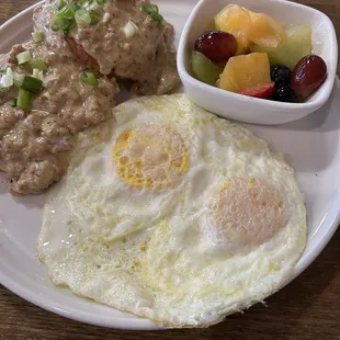 Turkey sausage Biscuit and Gravy Breakfast