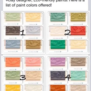 A peak at the beginning of the  color palette we offer.