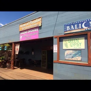 We are located upstairs in this  100 year old movie theater building in Waialua.
