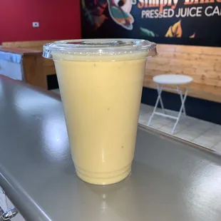 a smooth drink in a plastic cup